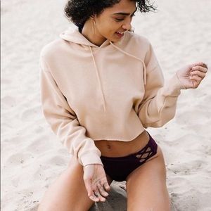 cropped beige hoodie